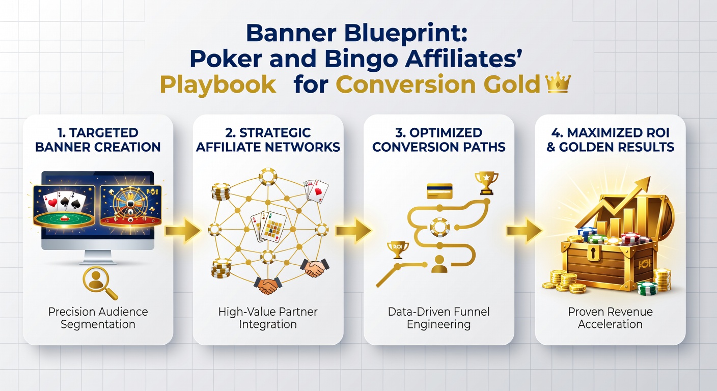 Graphs and charts illustrating banner performance metrics, with peaks in conversions for optimized poker and bingo affiliate campaigns