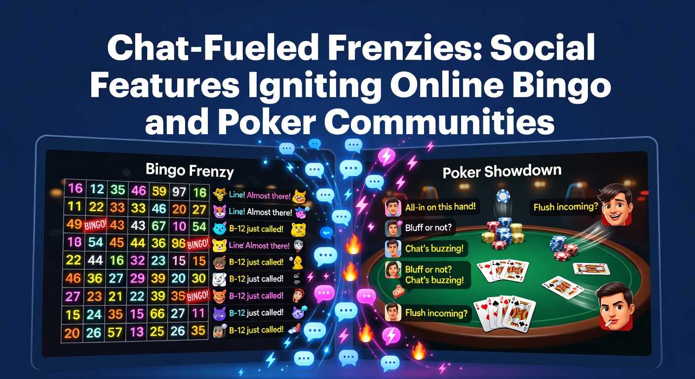 Vibrant online bingo chat room filled with colorful messages and player avatars engaging in lively banter during a game
