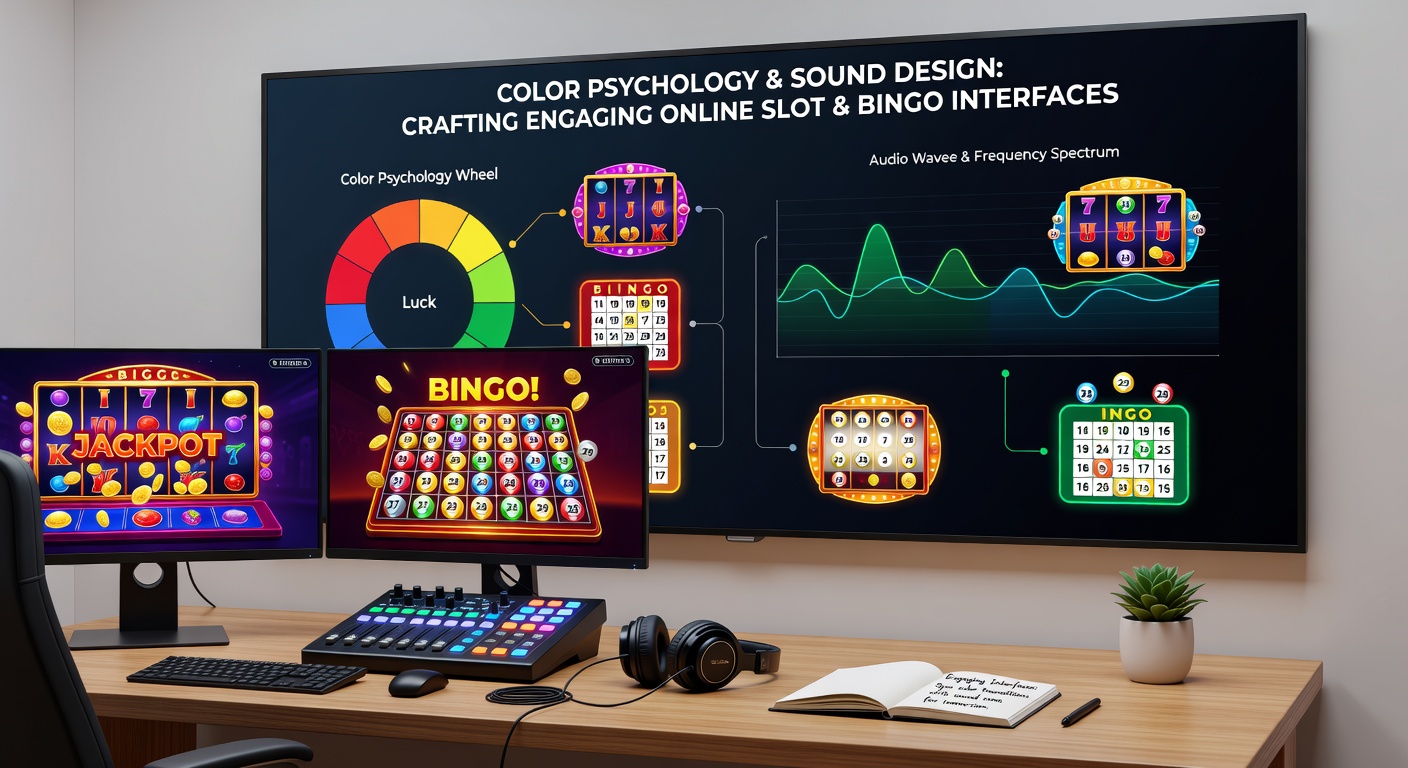Bingo interface with highlighted numbers and subtle audio waveform indicators