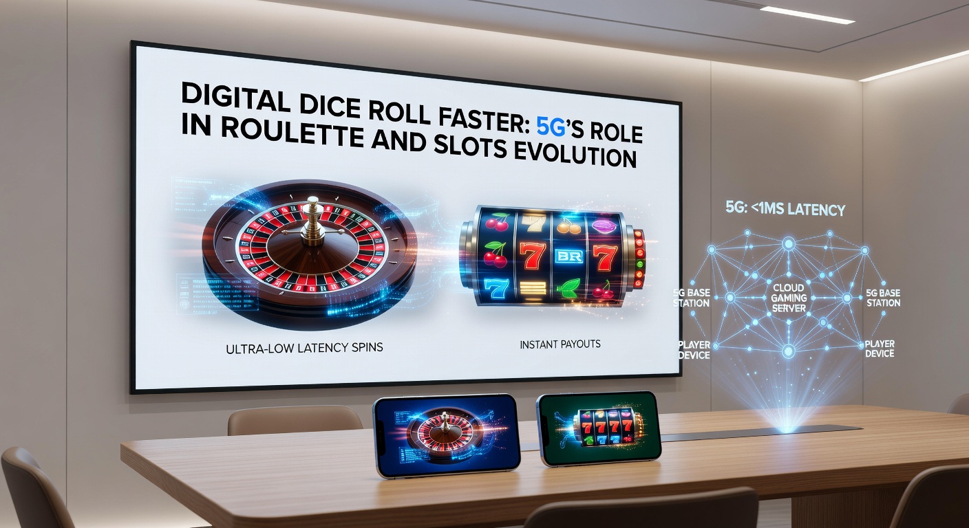 Illustration of slot reels blurring at high velocity on a futuristic 5G network interface, with cascading symbols and jackpot explosions