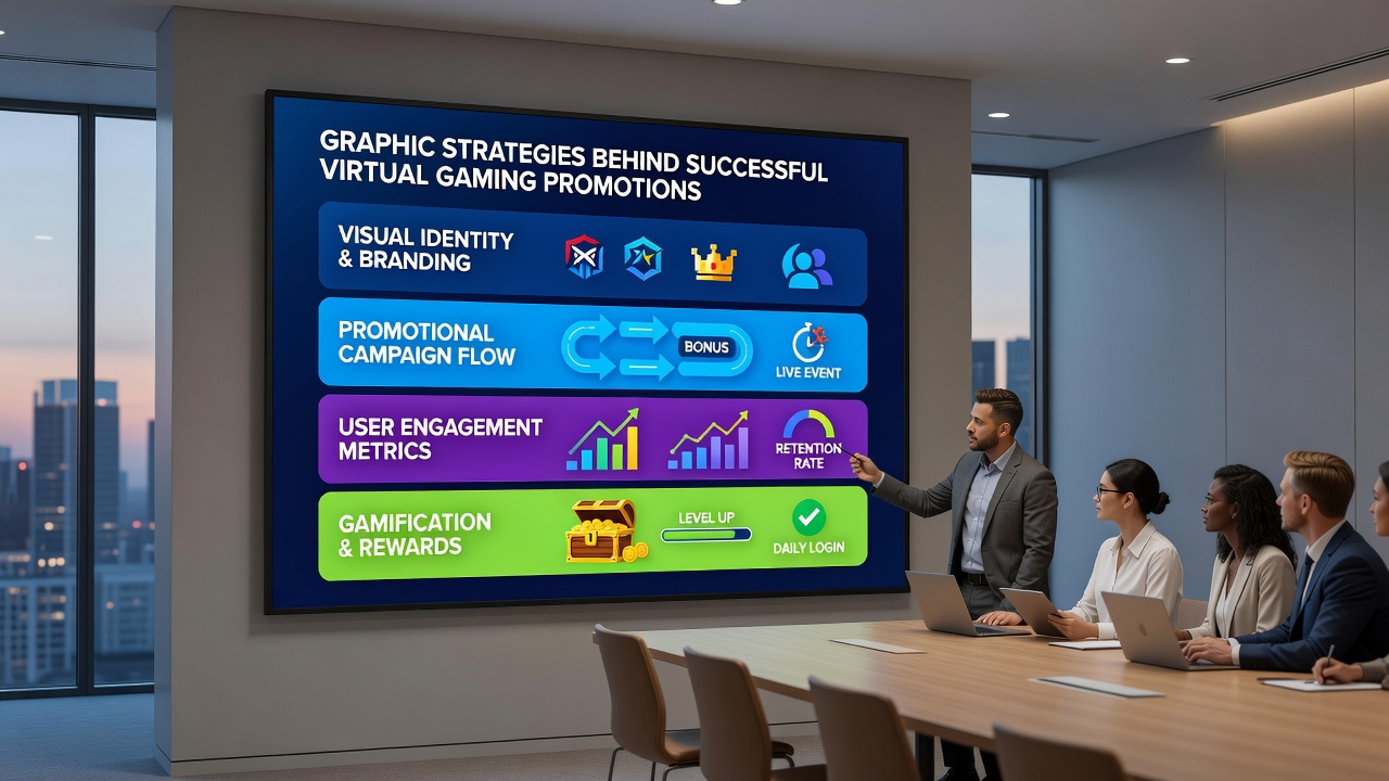 Example of animated graphic elements used in virtual gaming advertisements