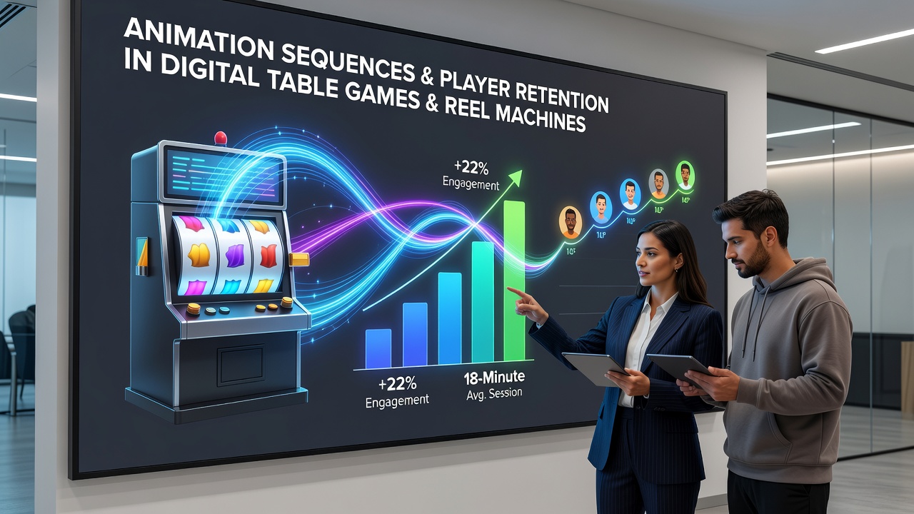 Split screen showing animated bonus round in a reel machine alongside a digital roulette table with spinning wheel effects