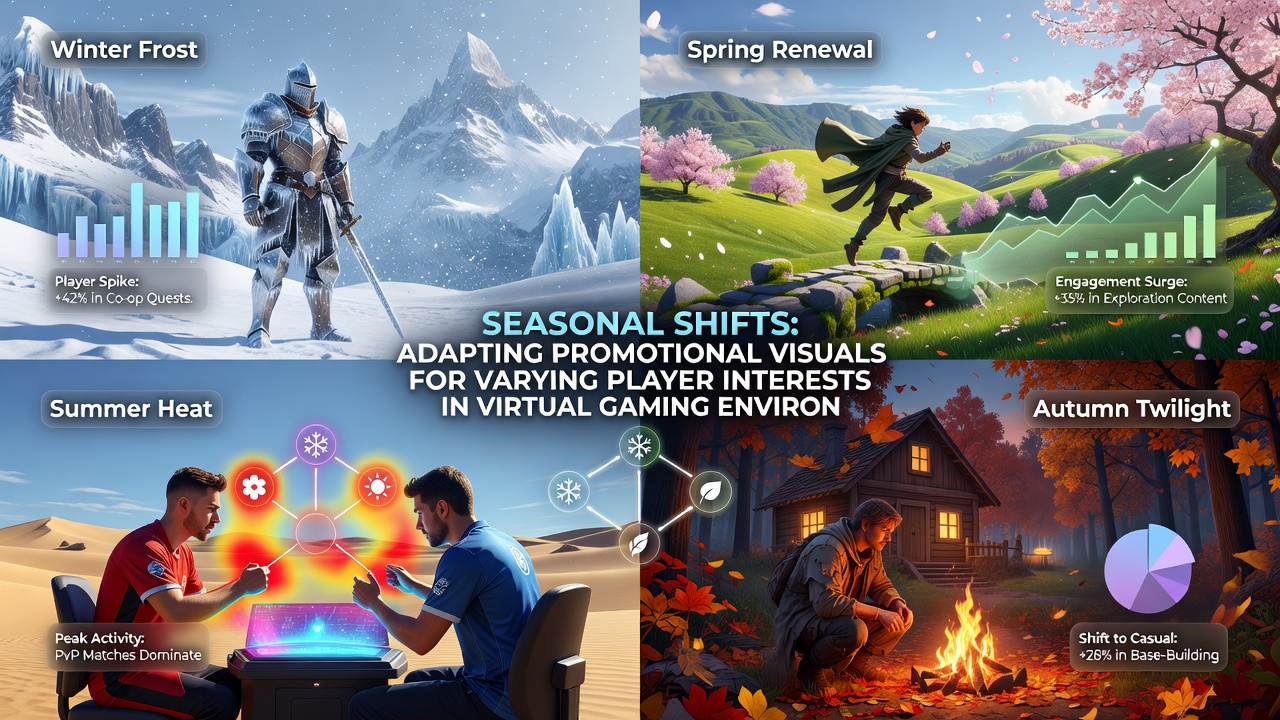 Comparison of winter-themed and summer-themed promotional banners side by side in a virtual gaming dashboard