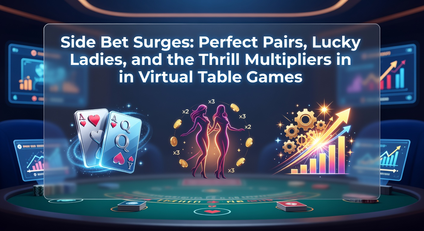 Vibrant digital blackjack table displaying side bet options like Perfect Pairs and Lucky Ladies with glowing multipliers