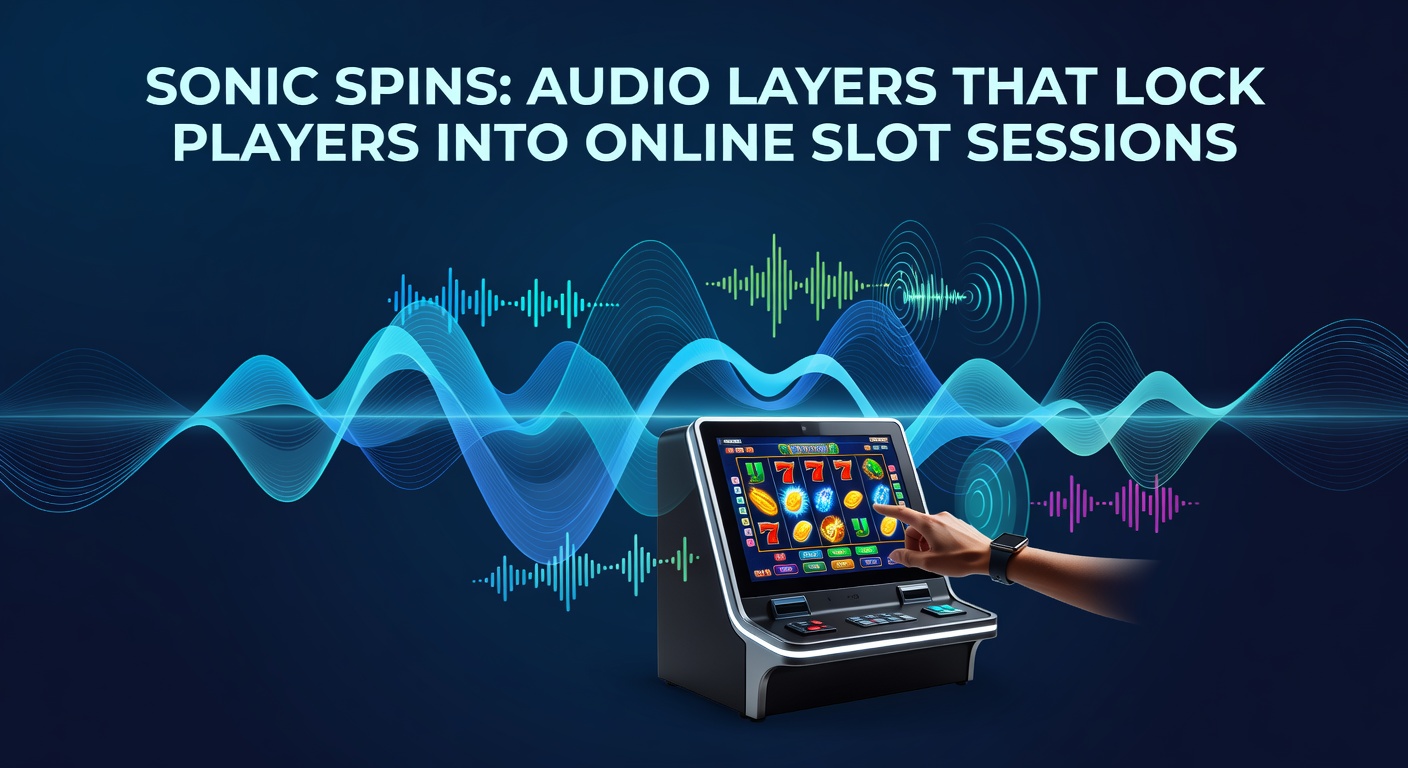 Vibrant slot reels pulsing with colorful sound waves and musical notes overlaying a digital casino interface