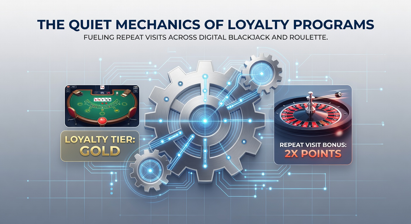Player dashboard displaying tier progress, redeemable rewards, and upcoming loyalty bonuses for online roulette and blackjack sessions