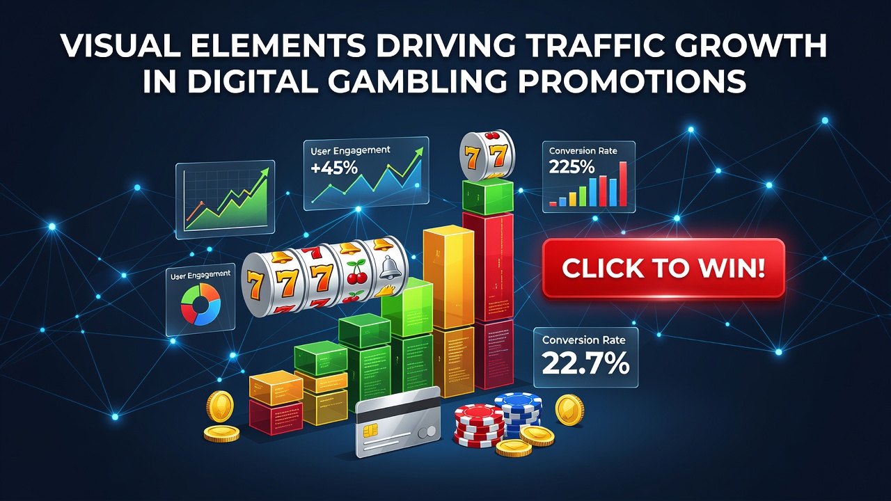Examples of high-contrast banners and color schemes used in digital gambling promotions to capture attention